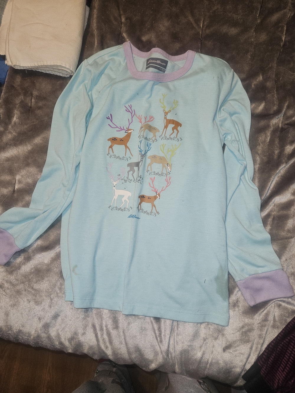 Gymboree Light Blue Long-Sleeve Tee with Colorful Deer Graphic